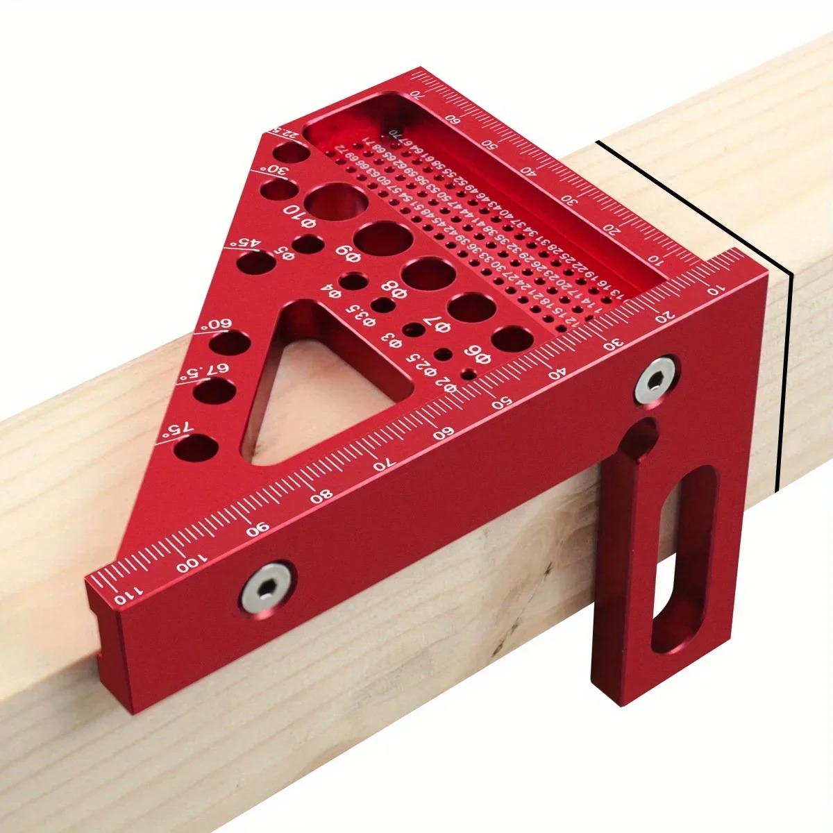 Workshop Measuring Tools - 3D Multi‑Angle Measuring Ruler, 45/90° Aluminum/Plastic