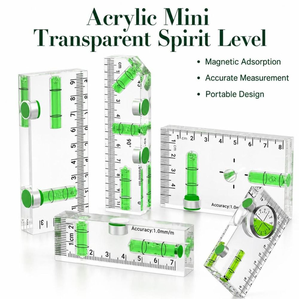 Workshop Measuring Tools - 1PC Acrylic Mini Level Ruler Magnetic