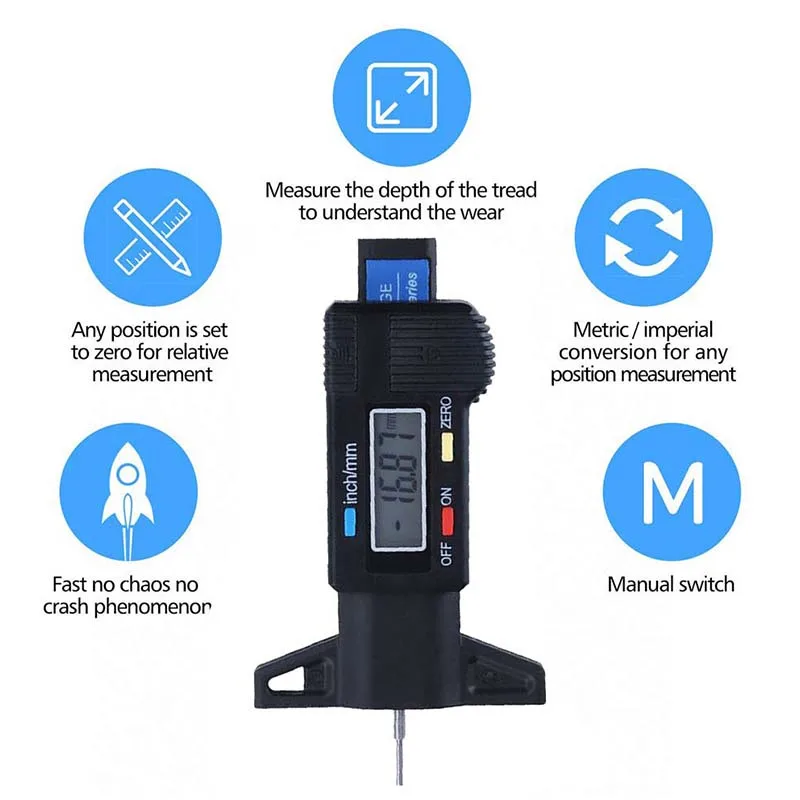 Digital Car Tyre Tire Tread De - Workshop Measuring Tools recension och pris