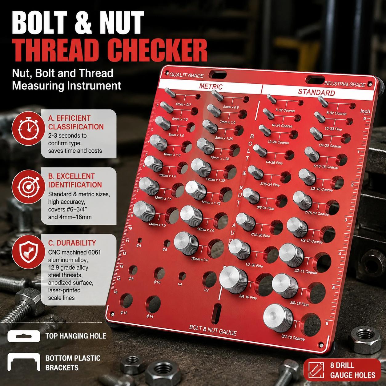 Nut and Bolt Thread Gauge Set  - Workshop Measuring Tools recension och pris