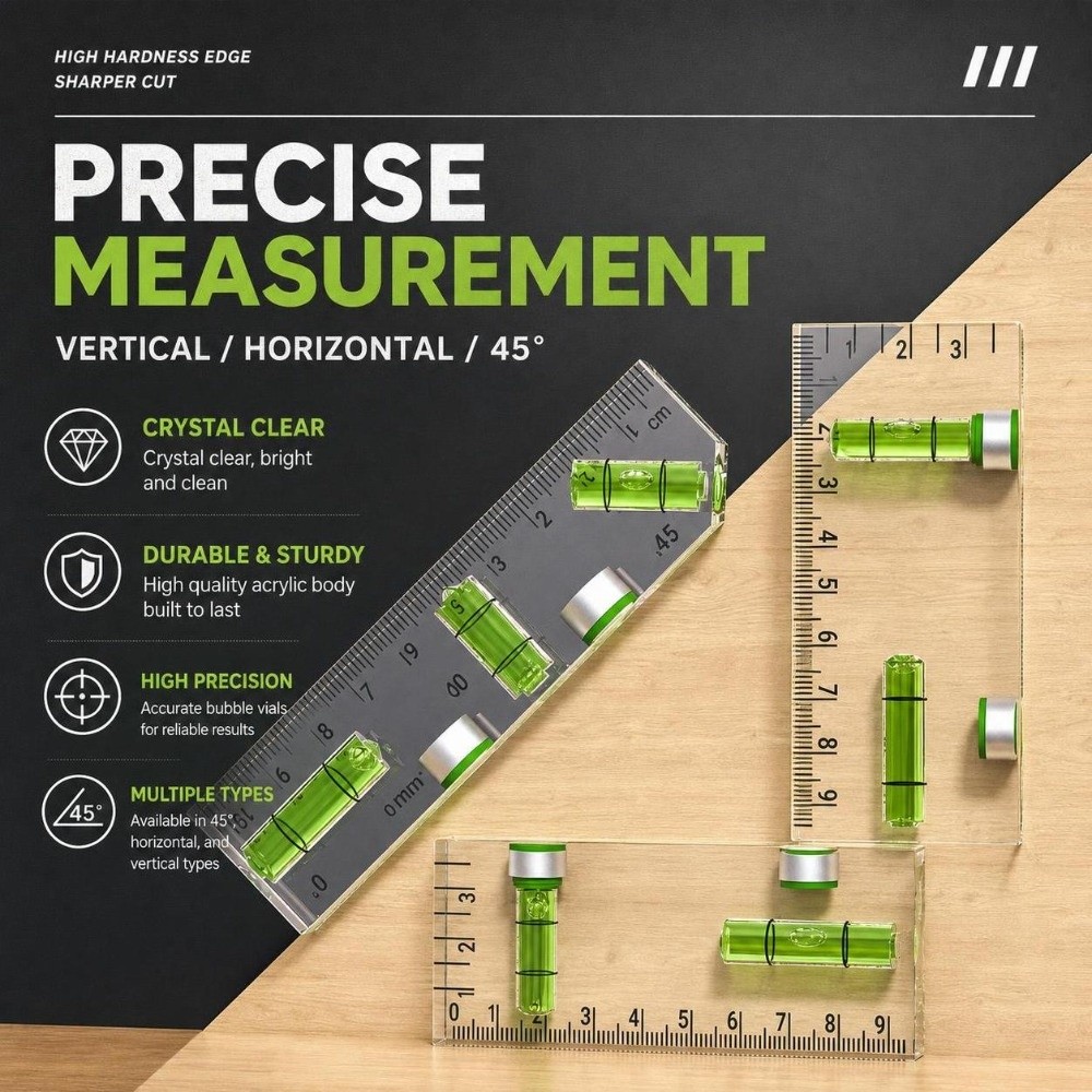 1PC Acrylic Mini Level Ruler M - Workshop Measuring Tools recension och pris